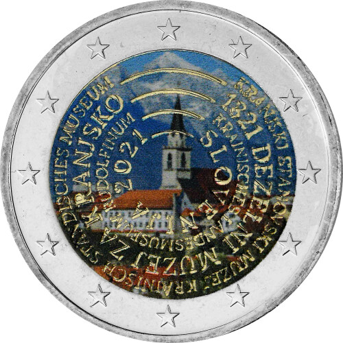 2 Euro Slowenien 2021 - Regionalmuseums von Krain - coloriert / mit Farbe
