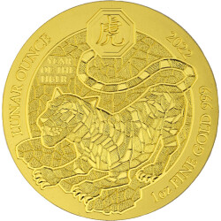 100 Francs Ruanda 2022 - 1 Unze Gold BU - Lunar: Jahr des...