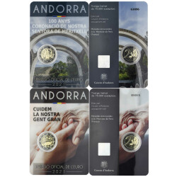 SET: 2 x 2 Euro Gedenkm&uuml;nze Andorra 2021 -...