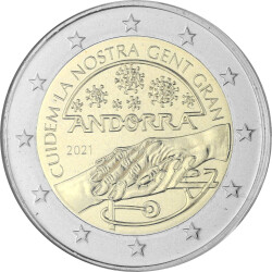 SET: 2 x 2 Euro Gedenkmünze Andorra 2021 - Meritxell + Senioren