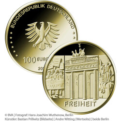 5 x 100 Euro Deutschland 2022 Gold st - Freiheit - ADFGJ