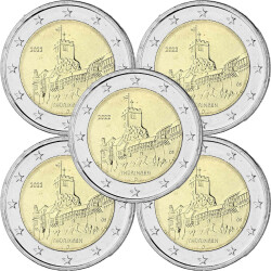 5 x 2 Euro Gedenkmünze Deutschland 2022 bfr. -...