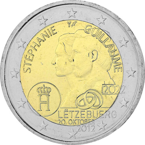 2 Euro Gedenkmünze Luxemburg 2022 bfr. - 10. Hochzeitstag Erbherzog Guillaume