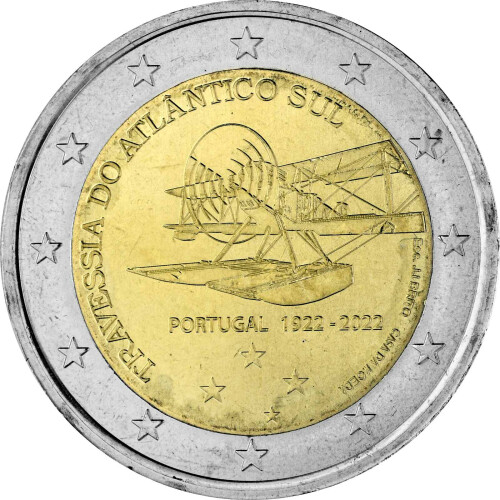 2 Euro Gedenkmünze Portugal 2022 bfr. - 100 Jahre Überquerung Südatlantik