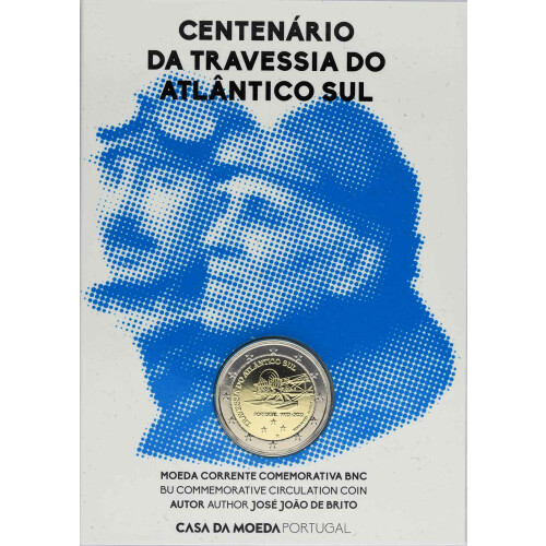 2 Euro Gedenkmünze Portugal 2022 st - 100 Jahre Überquerung Südatlantik- CoinCard