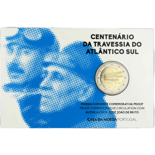 2 Euro Gedenkmünze Portugal 2022 PP - 100 Jahre Überquerung Südatlantik - Blister