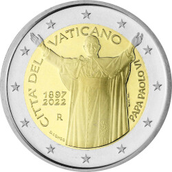 2 Euro Gedenkmünze Vatikan 2022 PP -  Papst Paul VI....