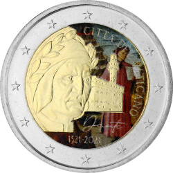 2 Euro Vatikan 2021 - Dante Alighieri - coloriert / mit...