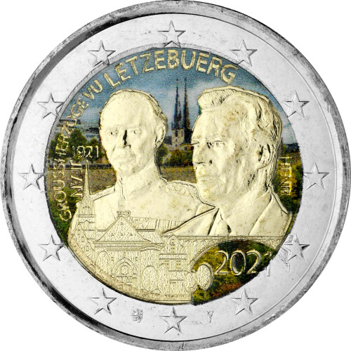 2 Euro Luxemburg 2021 - 100. Geburtstag Jean - coloriert / mit Farbe