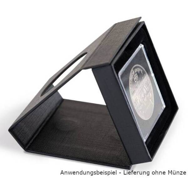 Leuchtturm AIRBOX Münzetui – Schwarz, Mit Aufstellfunktion Für 4 QUADRUM-Kapseln, Magnetverschluss – Präsentationsbox Leuchtturm AIRBOX Münzetui – Schwarz, Mit Aufstellfunktion Für 4 QUADRUM-Kapseln, Magnetverschluss – Präsentationsbox