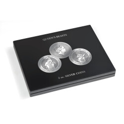 LEUCHTTURM Münzkassette für 11 Queen’s Beast Silbermünzen (2 Unzen) in Kapseln, schwarz