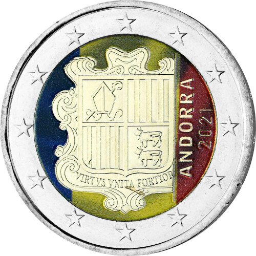 2 Euro Kursmünze Andorra 2021 bankfrisch - coloriert
