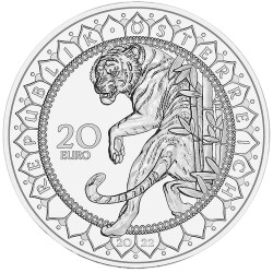 20 Euro Gedenkmünze Österreich 2022 Silber PP - Asien - Stärke des Tigers