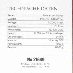 20 Euro Gedenkmünze Österreich 2012 Silber PP - Brigantium