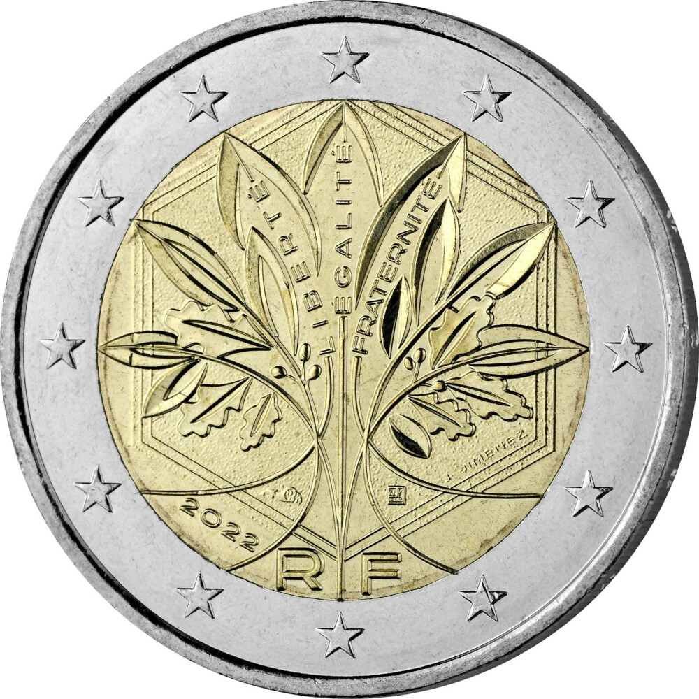 2 Euro Kursmünze Frankreich 2022 bfr. Stilisierter Baum neues Mot