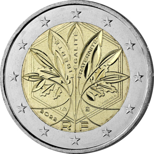 2 Euro Kursmünze Frankreich 2022 bfr. - Stilisierter Baum - neues Motiv!