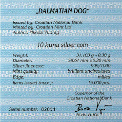 10 Kunas Kroatien 2021 st - 1 Unze Silber - Dalmatiner