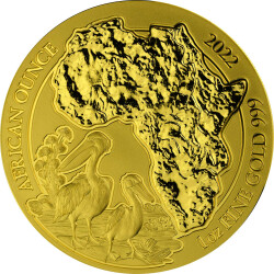 100 Francs Ruanda 2022 - 1 Unze Gold BU - African Ounce:...