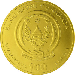 100 Francs Ruanda 2022 - 1 Unze Gold BU - African Ounce: Pelikan