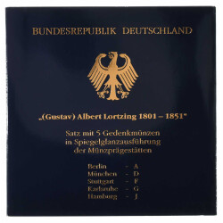 5 x 10 DM Gedenkm&uuml;nze 2001 PP - 200. Geburtstag...