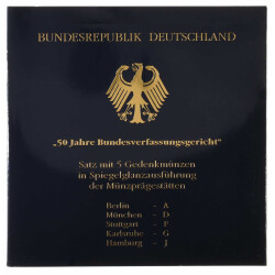 5 x 10 DM Gedenkm&uuml;nze 2001 PP - 50 Jahre...
