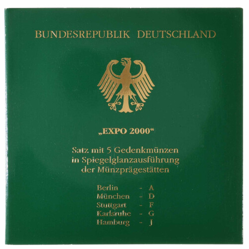 5 x 10 DM Gedenkmünze 2000 PP - EXPO 2000 - A D F G J