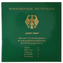 5 x 10 DM Gedenkm&uuml;nze 2000 PP - EXPO 2000 - A D...