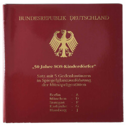 5 x 10 DM Gedenkm&uuml;nze 1999 PP - 50 Jahre SOS -...