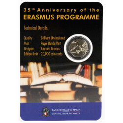 2 Euro Gedenkmünze Malta 2022 st - 35 Jahre Erasmus - im Blister