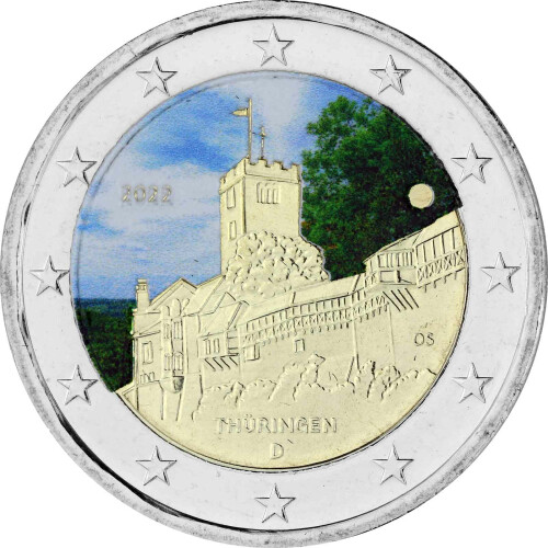 2 Euro Deutschland 2022 - Wartburg Eisenach (D) - coloriert / mit Farbe