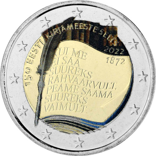 2 Euro Gedenkmünze Estland 2022 bfr. - 150. Jahre Literatur-Gesellschaft - coloriert