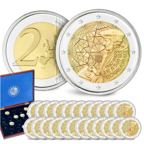 Komplettserie 23 x 2 Euro Gedenkmünze 2022 - 35 Jahre Erasmus - in Kassette