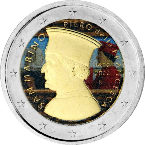 2 Euro San Marino 2022 - Piero della Francesca - coloriert / mit Farbe