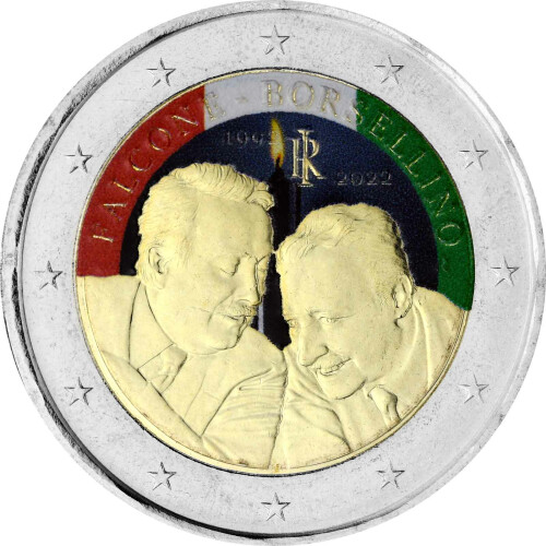 2 Euro Italien 2022 - Richter Falcone & Borsellino - coloriert / mit Farbe