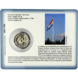 2 Euro Gedenkmünze Luxemburg 2022 st - 50 Jahre Flagge - in CoinCard