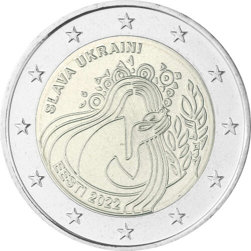2 Euro Gedenkmünze Estland 2022 bfr. - Ukraine / Slava Ukraini