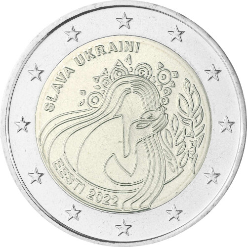 2 Euro Gedenkmünze Estland 2022 bfr. - Ukraine / Slava Ukraini