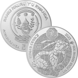 50 Francs Ruanda 2023 - 1 Unze Silber BU - Lunar: Jahr des Hasen