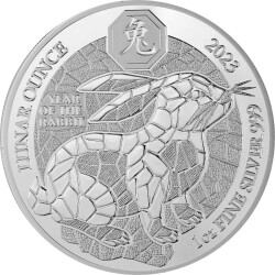 50 Francs Ruanda 2023 - 1 Unze Silber BU - Lunar: Jahr des Hasen