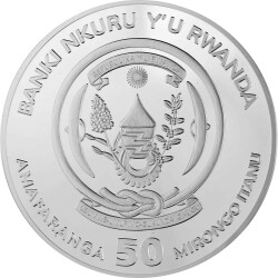 50 Francs Ruanda 2023 - 1 Unze Silber BU - Lunar: Jahr des Hasen