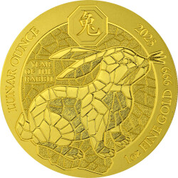 100 Francs Ruanda 2023 - 1 Unze Gold BU - Lunar: Jahr des Hasen