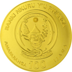 100 Francs Ruanda 2023 - 1 Unze Gold BU - Lunar: Jahr des Hasen
