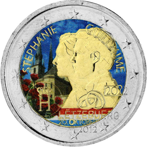 2 Euro Luxemburg 2022 - Hochzeitstag Guillaume - coloriert / mit Farbe