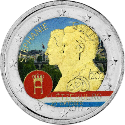 2 Euro Luxemburg 2022 - Hochzeitstag Guillaume - coloriert / mit Farbe