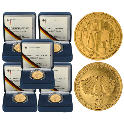 50 Euro Gold Deutschland 2023 - "Ernährung" - Serie: Deutsches Handwerk - Set: ADFGJ