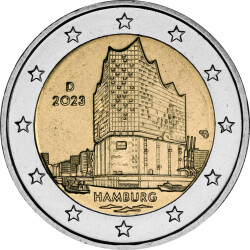 5 x 2 Euro Gedenkmünze Deutschland 2023 bfr. - Elbphilharmonie (A-J)