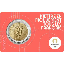 2 Euro Gedenkmünze Frankreich 2022 st - Olympia Diskuswerfen - Blister Rot