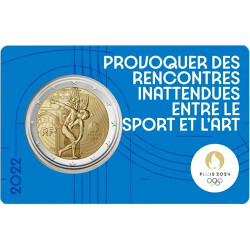 2 Euro Gedenkmünze Frankreich 2022 st - Olympia Diskuswerfen - Blister Blau