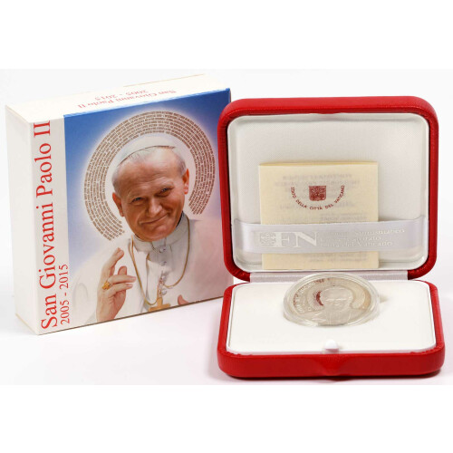 10 Euro Gedenkmünze Vatikan 2015 Silber PP - Todestag Joh. Paul II.