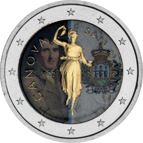 2 Euro San Marino 2022 - Antonio Canova - coloriert / mit Farbe